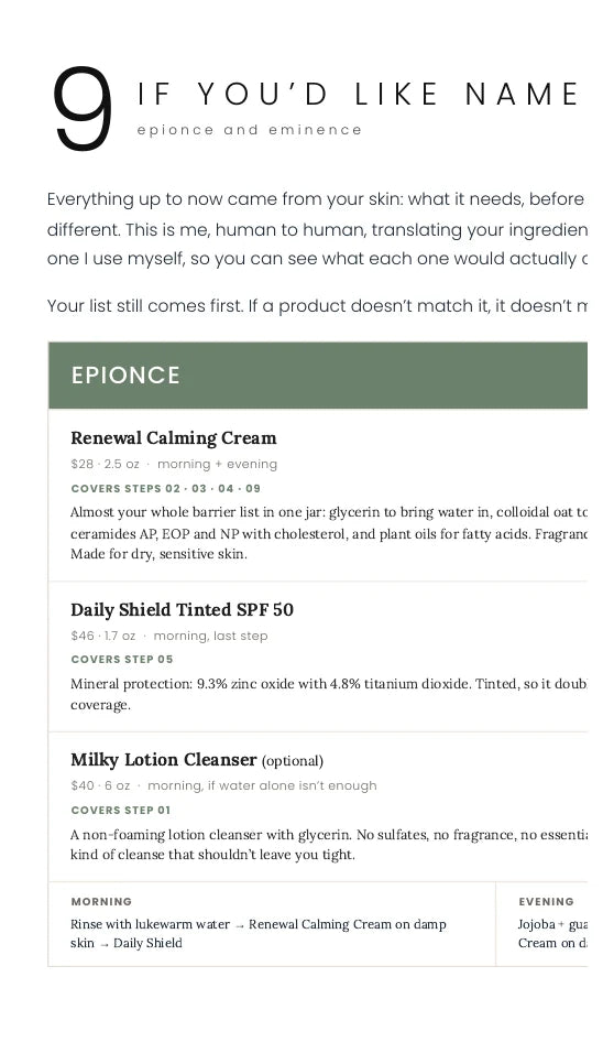 A real plan's product routine, shown on a phone