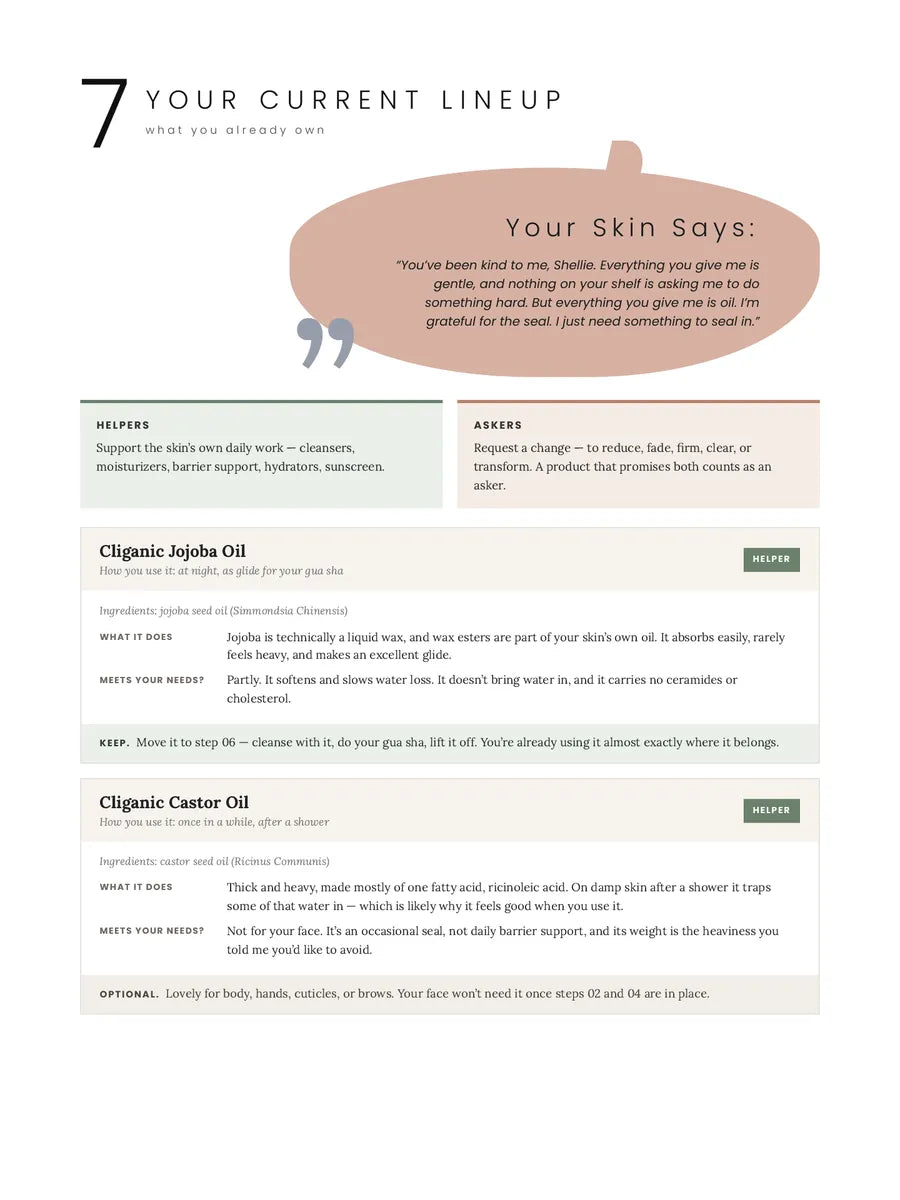 A real Shelf Review page from a client's plan
